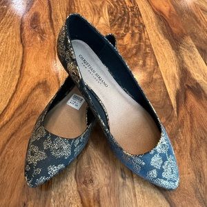 Brocade pointed ballet flats